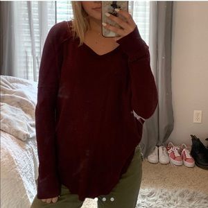 Maroon waffle long sleeve